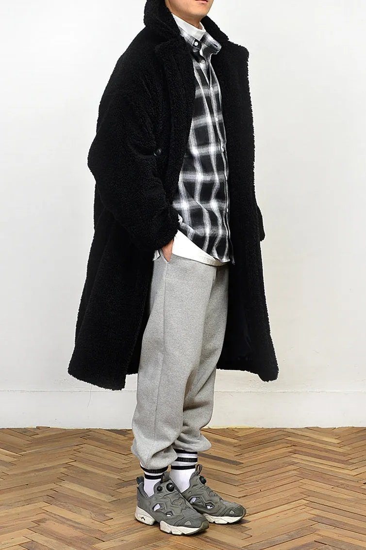 Black Shearling Long Coats Mens Winter Outerwear Thick Fur Jackets Guy