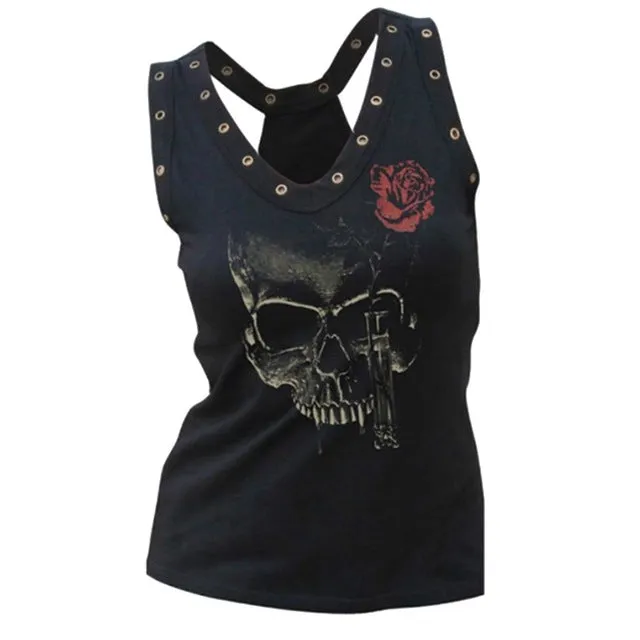 Black Sleeveless Summer V-Neck Tee Shirt