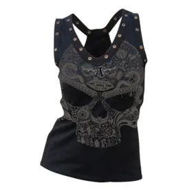 Black Sleeveless Summer V-Neck Tee Shirt