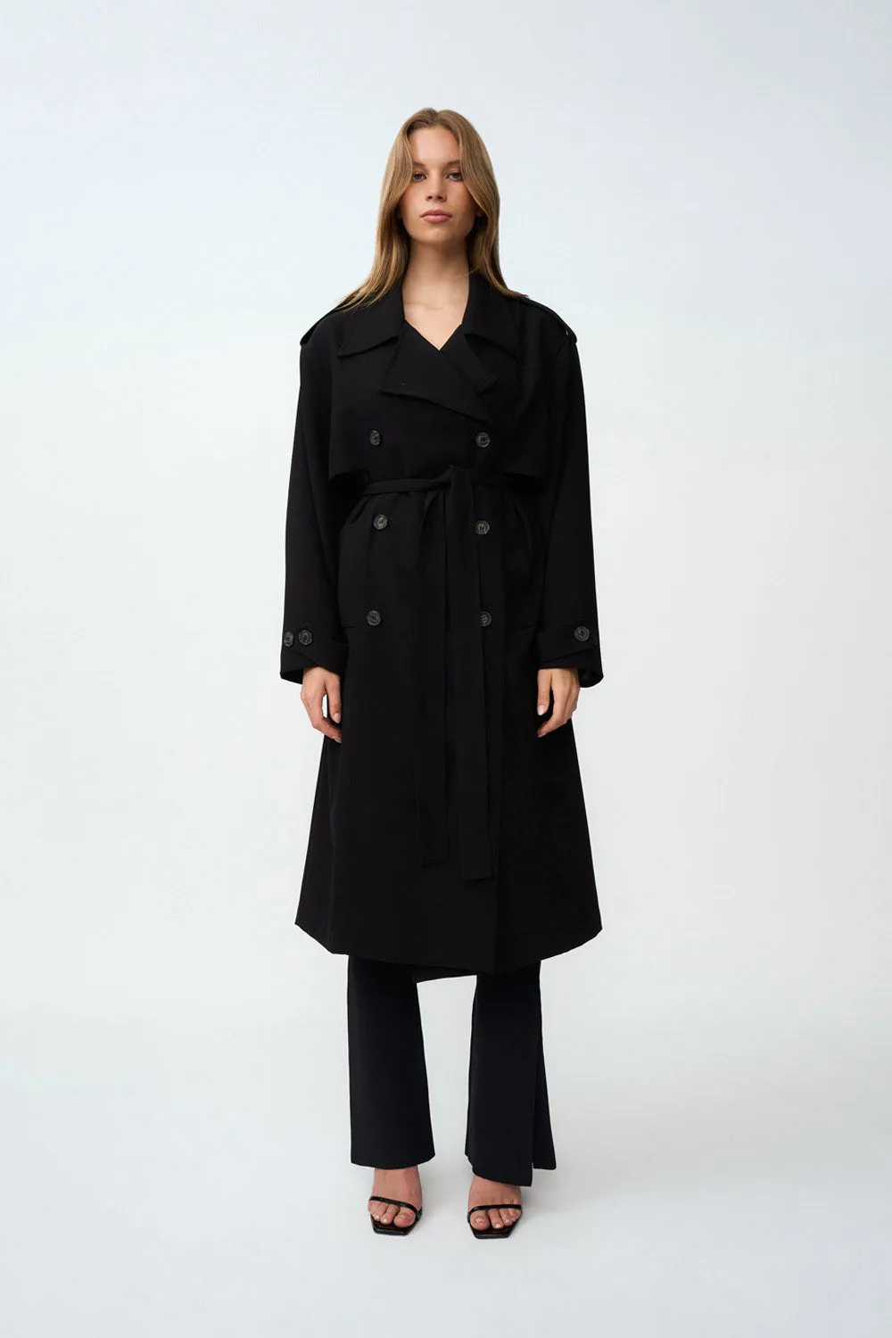 Blair Belted Trench Coat - Black