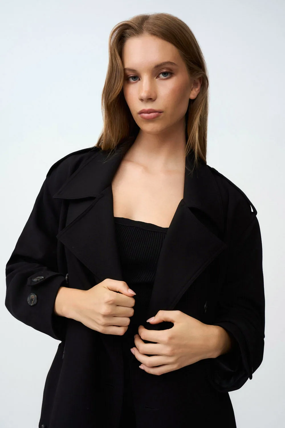 Blair Belted Trench Coat - Black