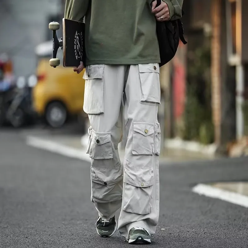 Bonsir 2000s fashion American Style Charging Pants Men's Spring and Autumn New High Street Vintage Functional Wind Tooling Casual Trousers