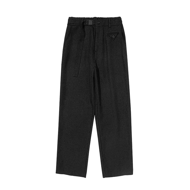 Bonsir -  Korean Menswear Fashion Sold Color Trousers Men's New Loose Mid Waist Straight Wide Leg Mopping Long Pants Tide Autumn