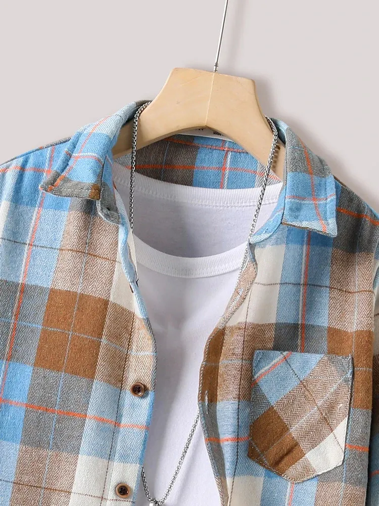 Boy Plaid Long Fall Shirt Jackets