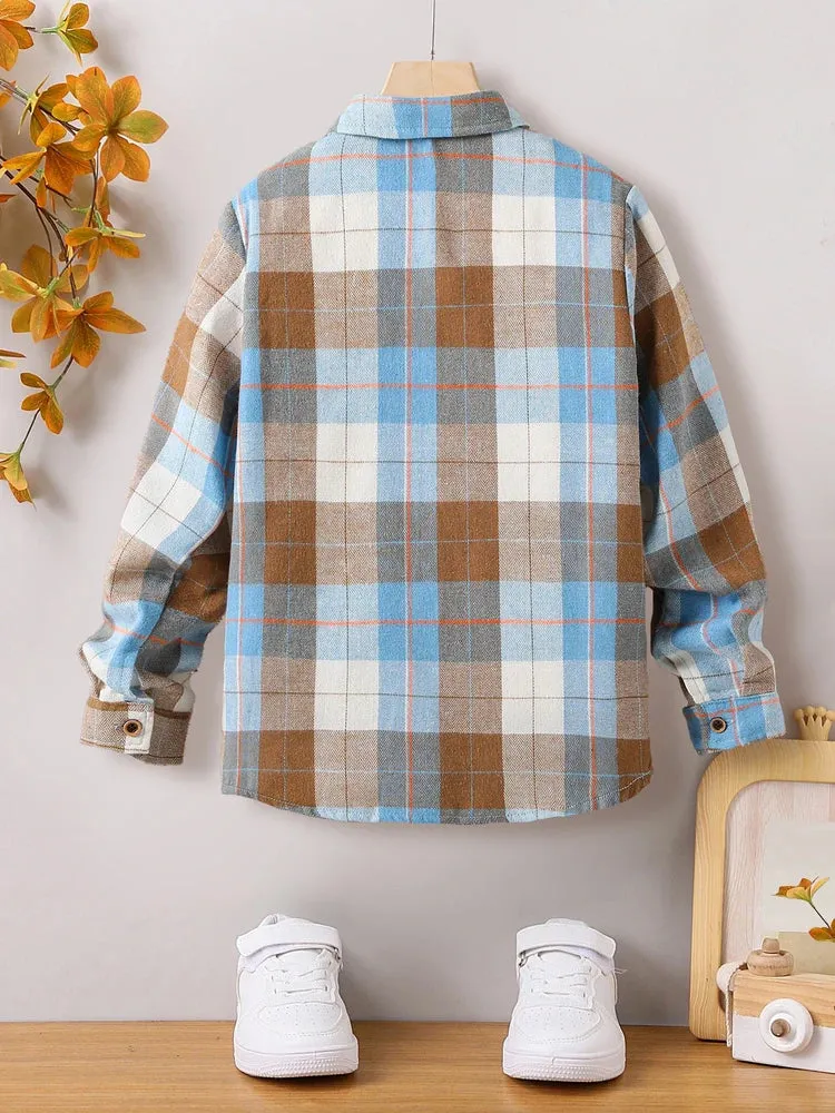 Boy Plaid Long Fall Shirt Jackets