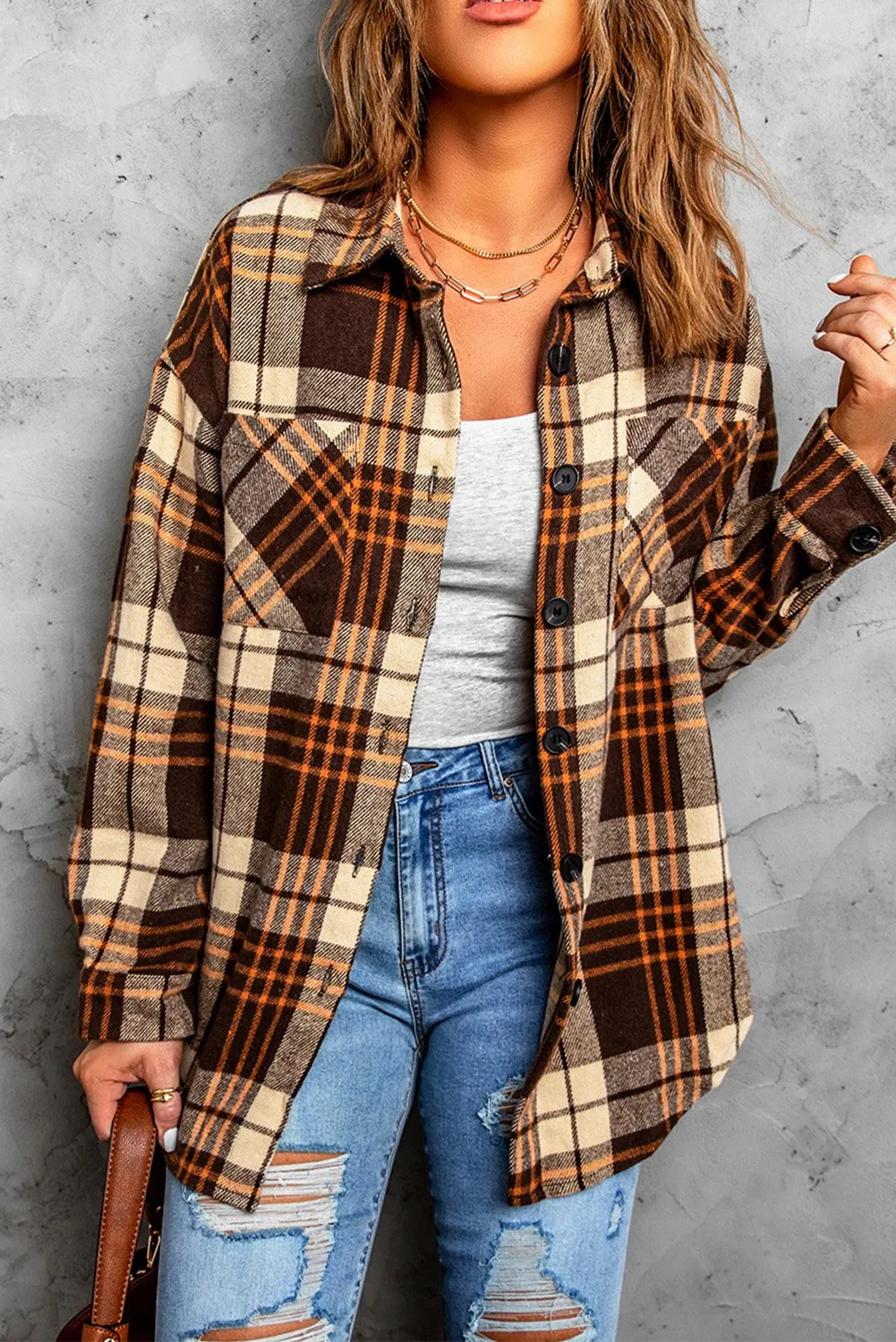 Boyfriend Plaid Shirt Coat