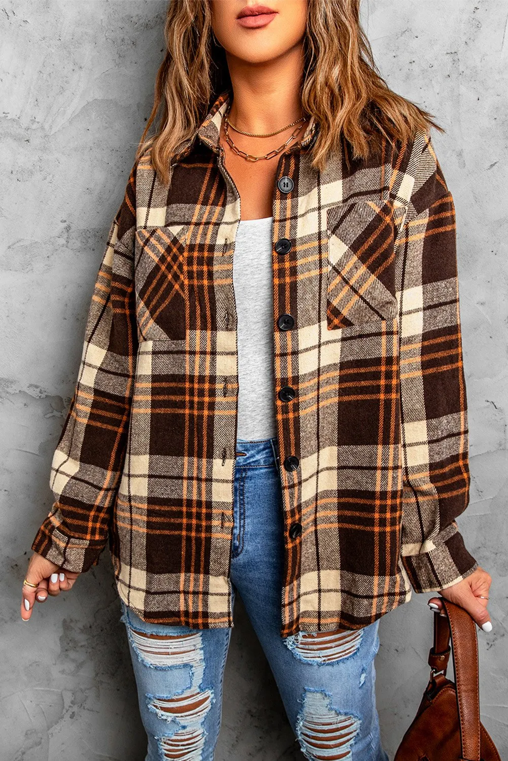 Boyfriend Plaid Shirt Coat