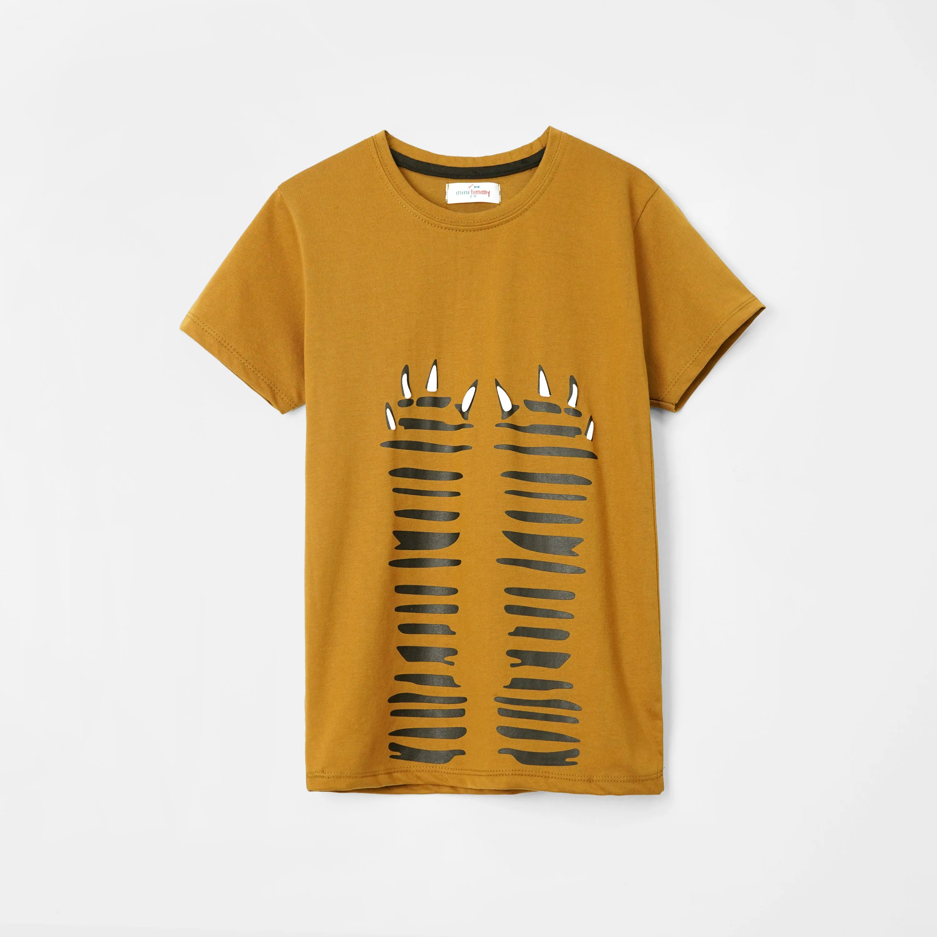 Boys Soft Cotton Graphic Mustard T-Shirt