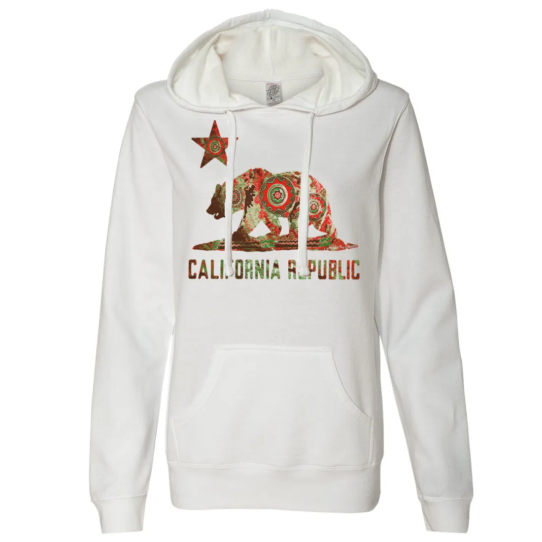 California Chumash Mandala Bear Ladies Lightweight Fitted Hoodie