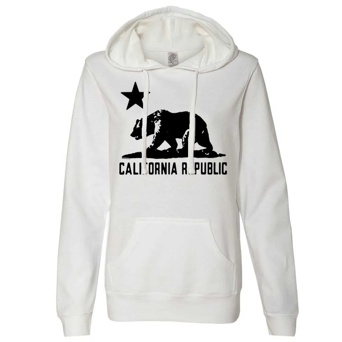 California Flag Oversize Black Silhouette Ladies Fitted Hoodie