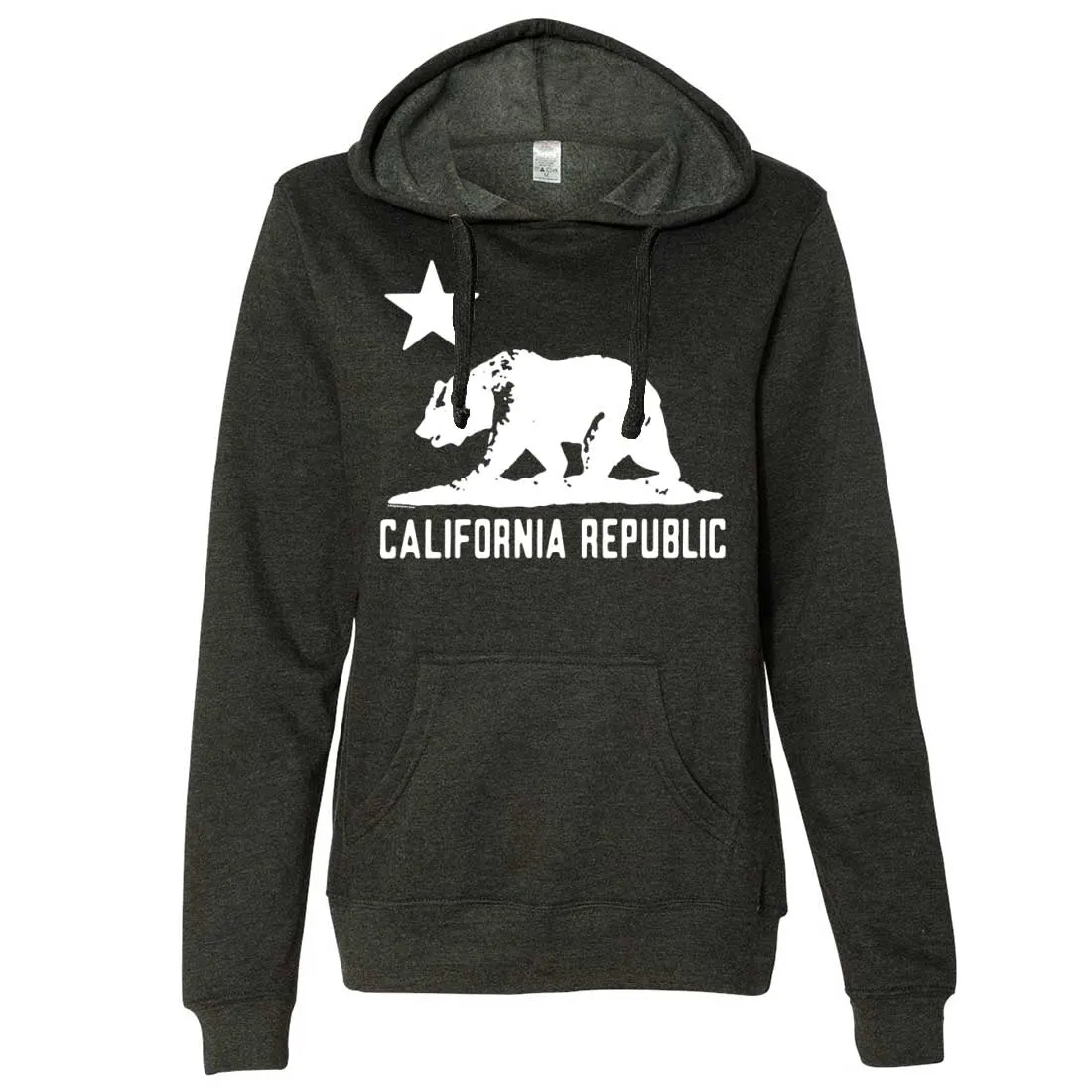 California Flag Oversize White Silhouette Ladies Fitted Hoodie