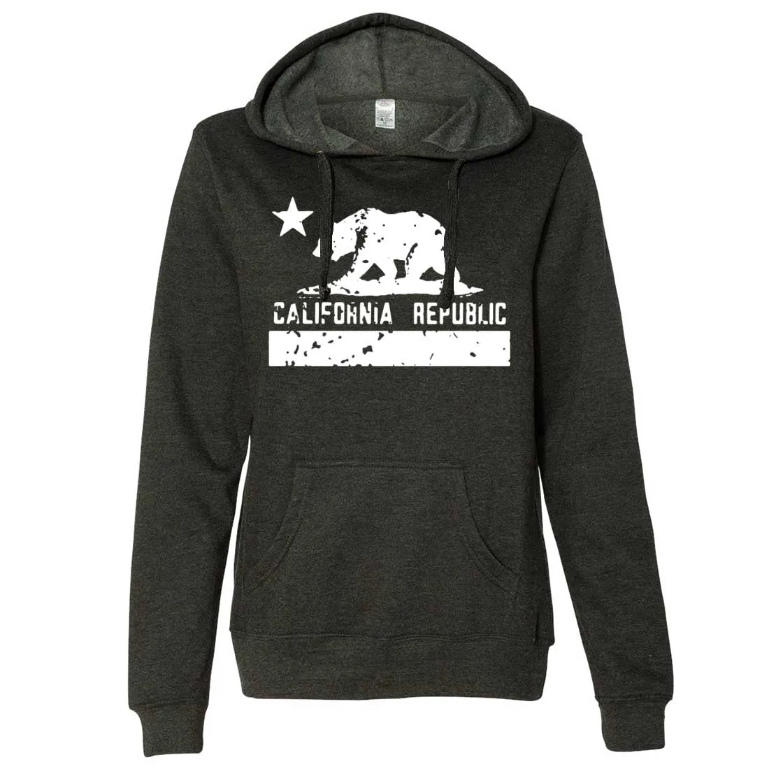 California Flag White Print Silhouette Ladies Fitted Hoodie