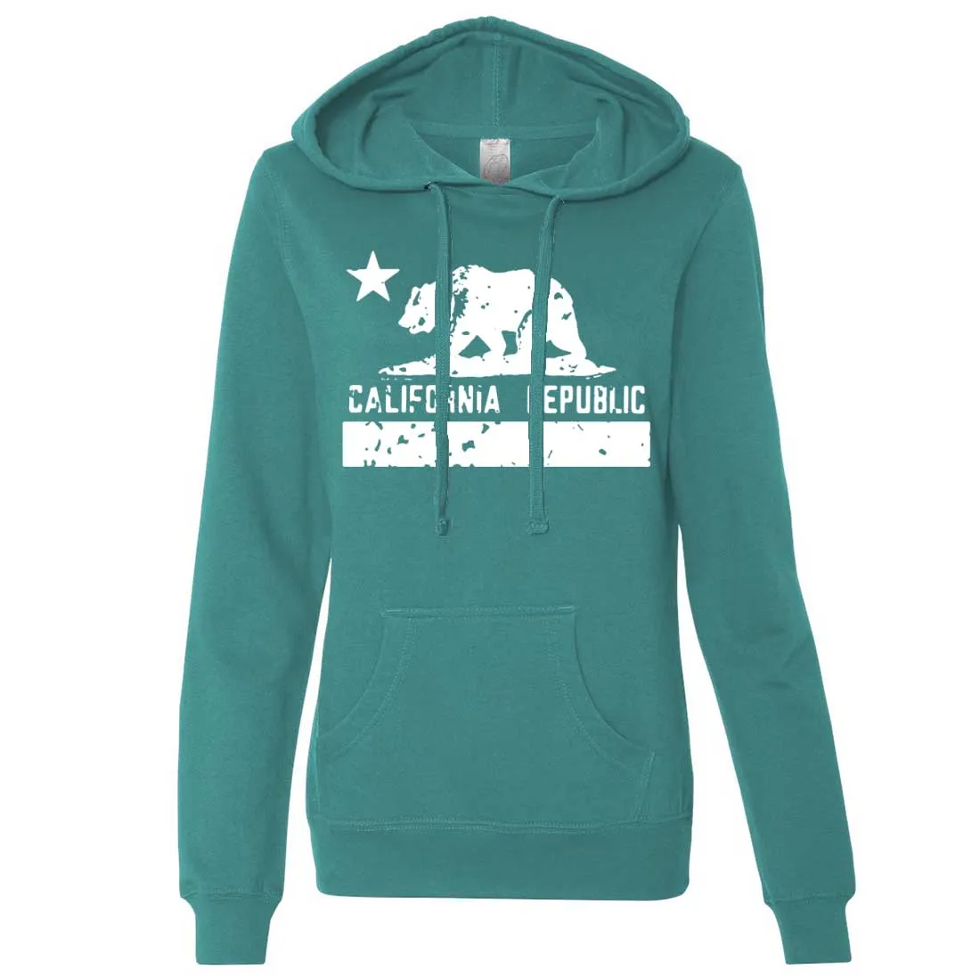 California Flag White Print Silhouette Ladies Fitted Hoodie