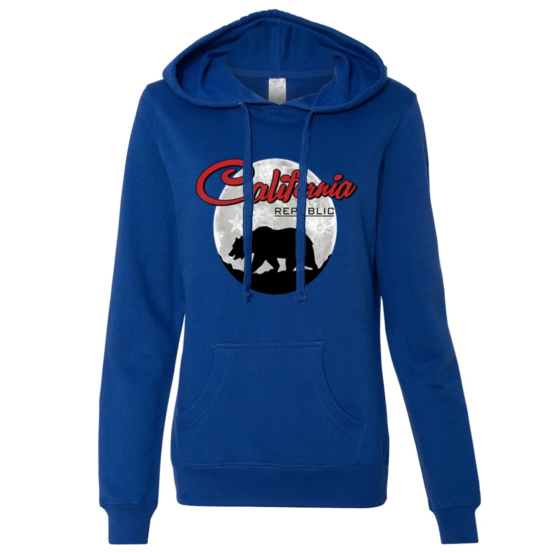 California Republic Full Moon Bear Ladies Lightweight Fitted Hoodie