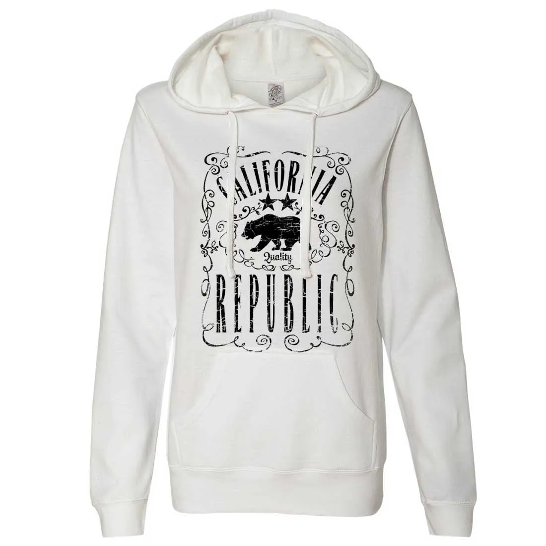 California Republic JD Whiskey Black Print Ladies Lt./Wt. Hoodie