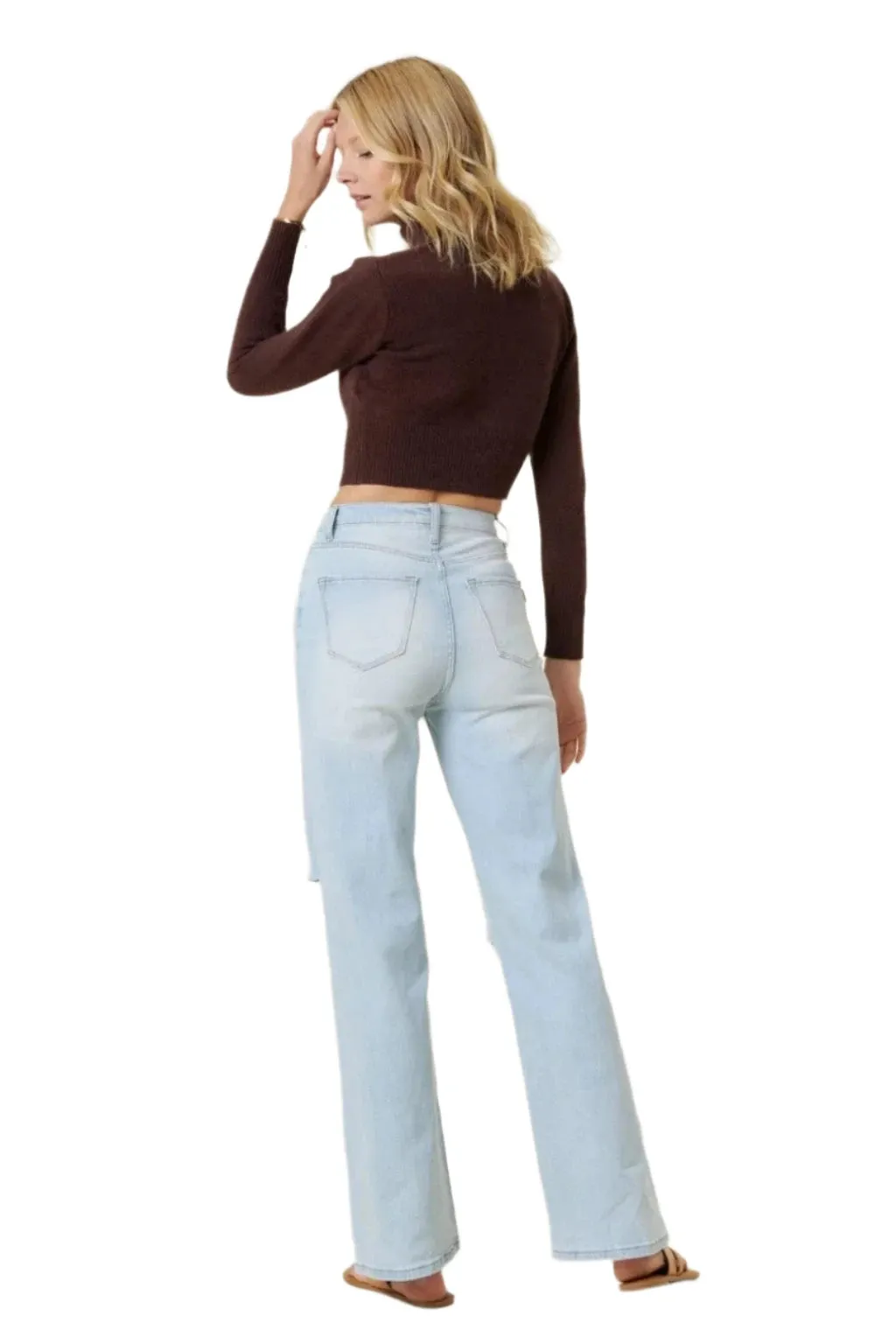 Catching Your Eye Straight Leg Jeans-Blue