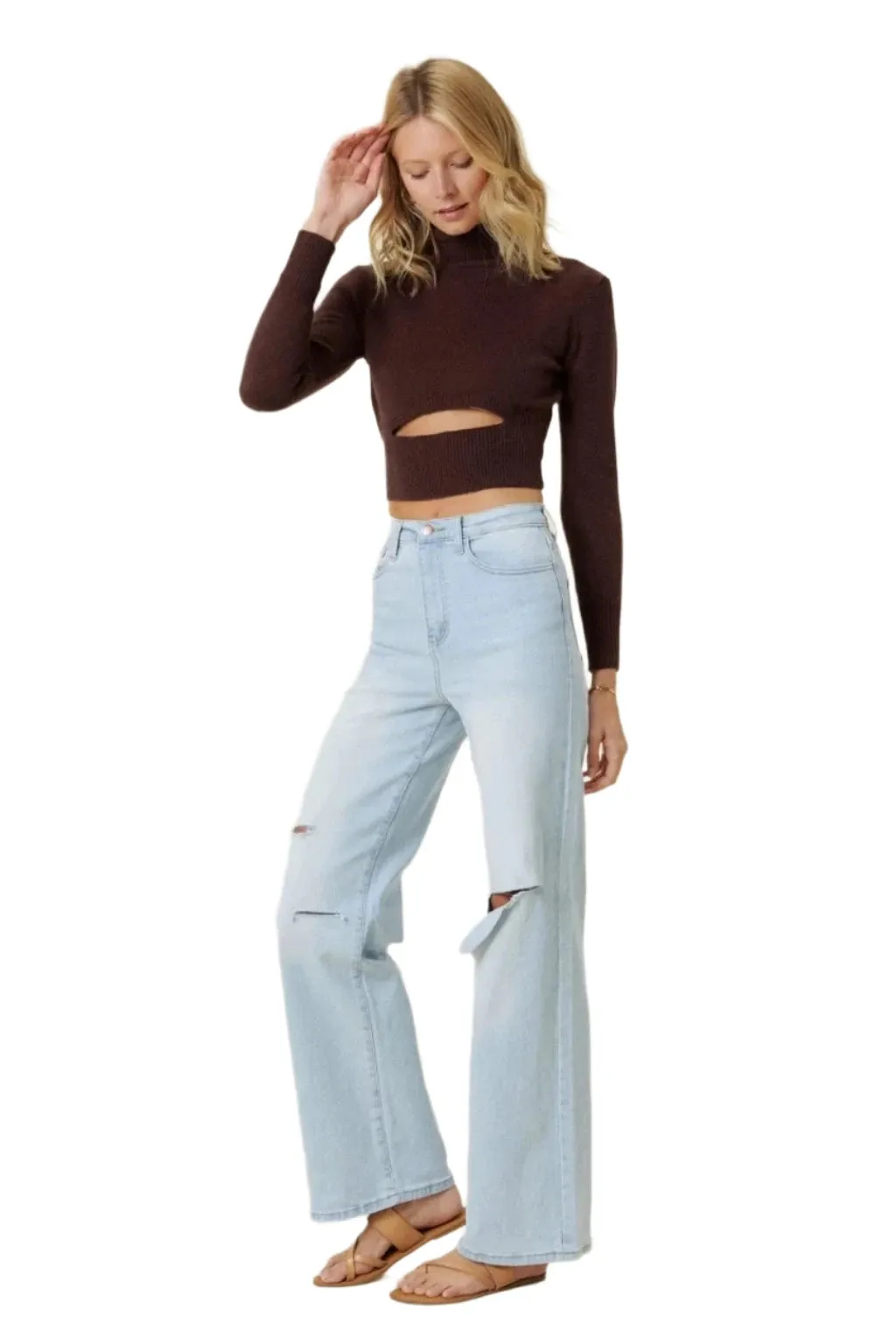 Catching Your Eye Straight Leg Jeans-Blue