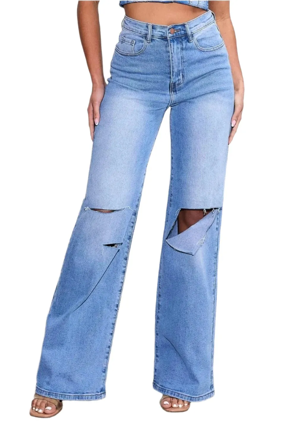 Catching Your Eye Straight Leg Jeans-Blue