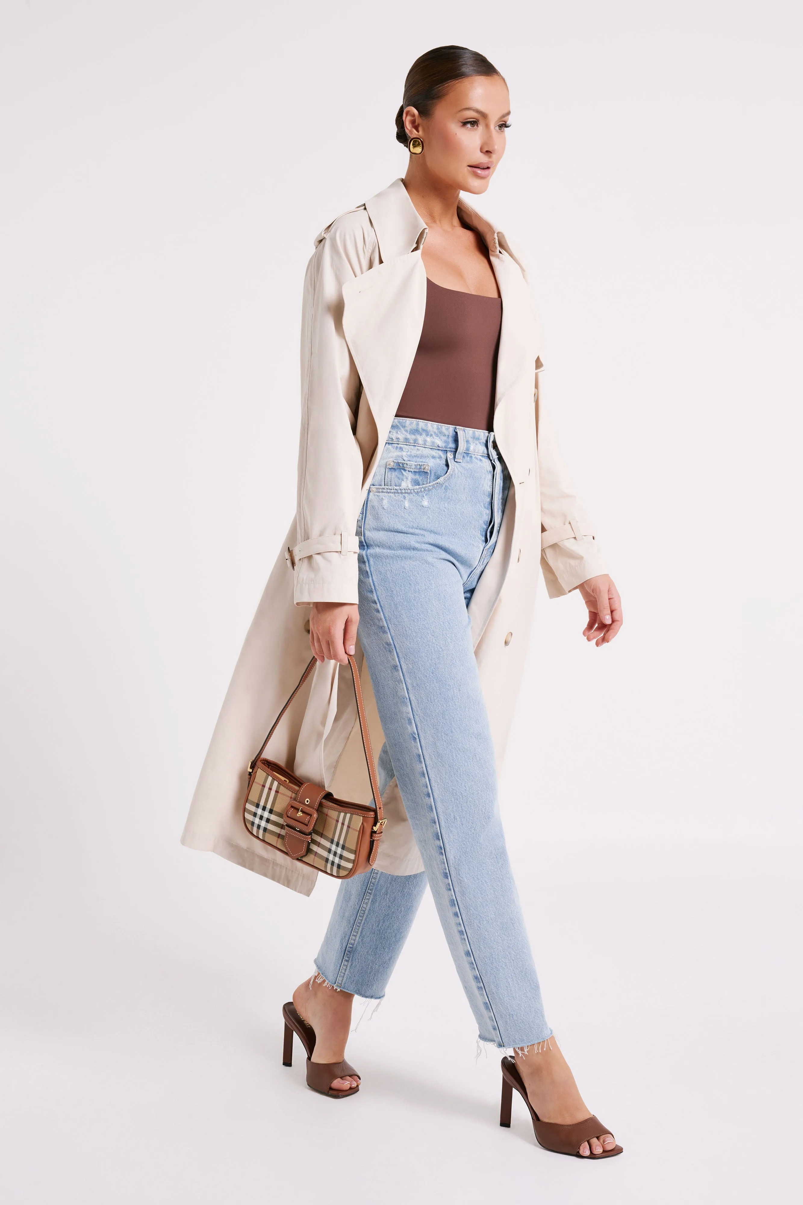 Channing Trench Coat With Belt - Cream