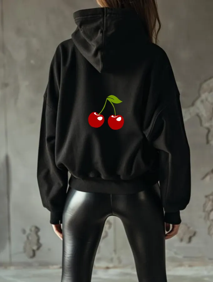 CHERRY POP HOODIE - BLACK