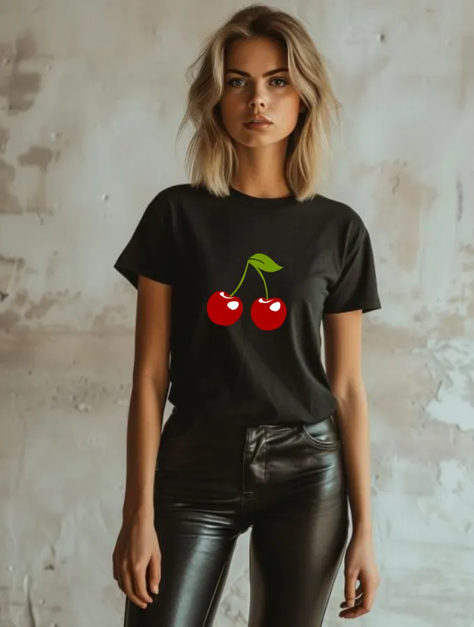 CHERRY POP TEE - BLACK