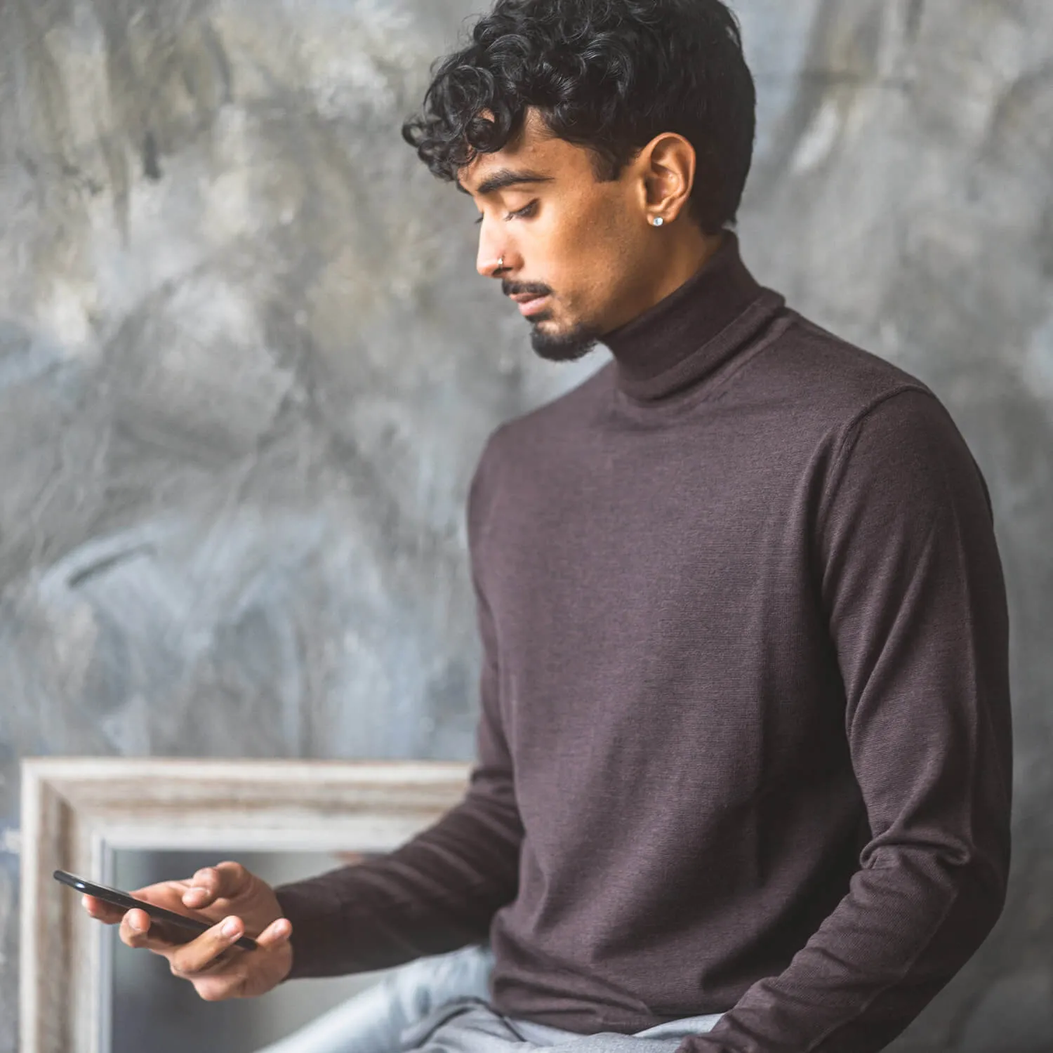 Chocolate Turtleneck Sweater