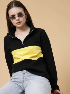 Colorblock High Neck Sweatshirt