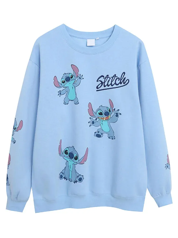 Cozy and Cute: Disney Stitch Embroidered Sweatshirt for Women