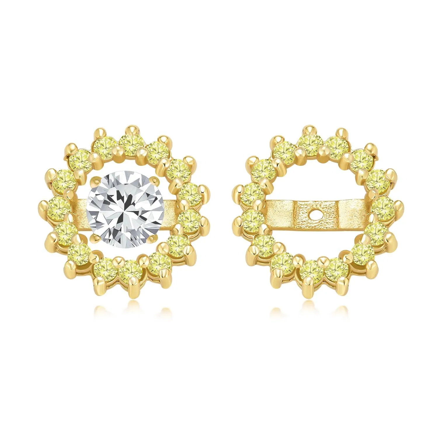 Cubic Zirconia CZ Round Halo Earrings Jackets For Studs Jacket Only