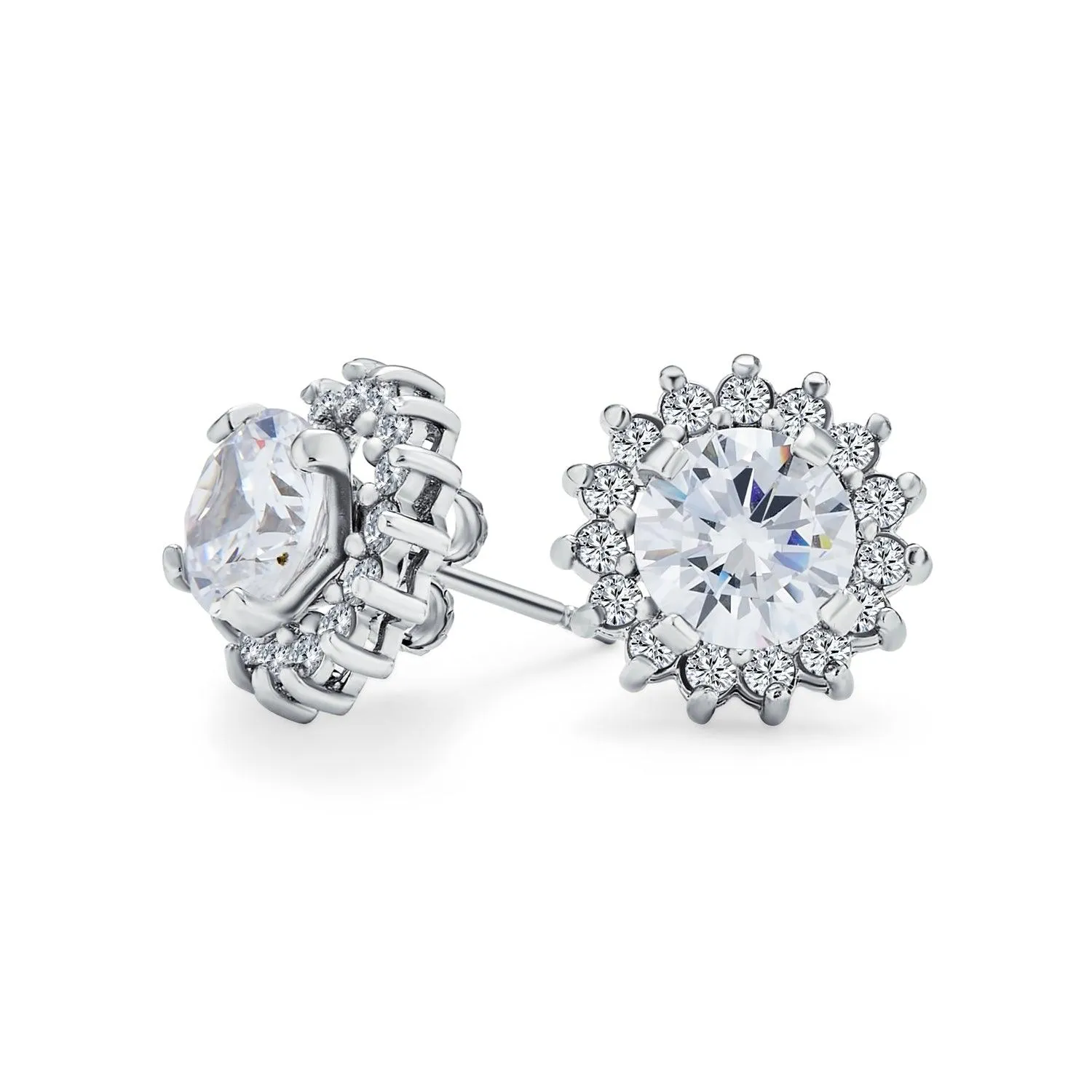 Cubic Zirconia CZ Round Halo Earrings Jackets For Studs Jacket Only