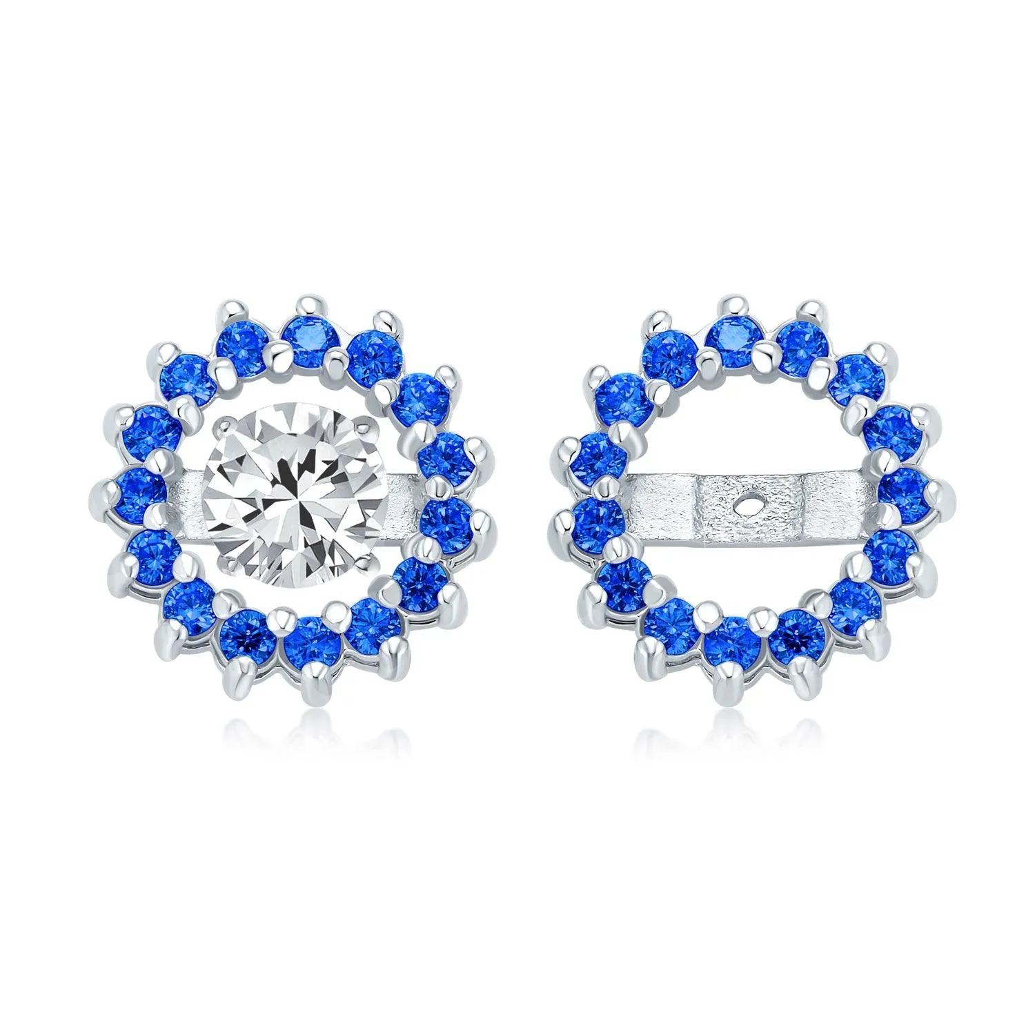 Cubic Zirconia CZ Round Halo Earrings Jackets For Studs Jacket Only