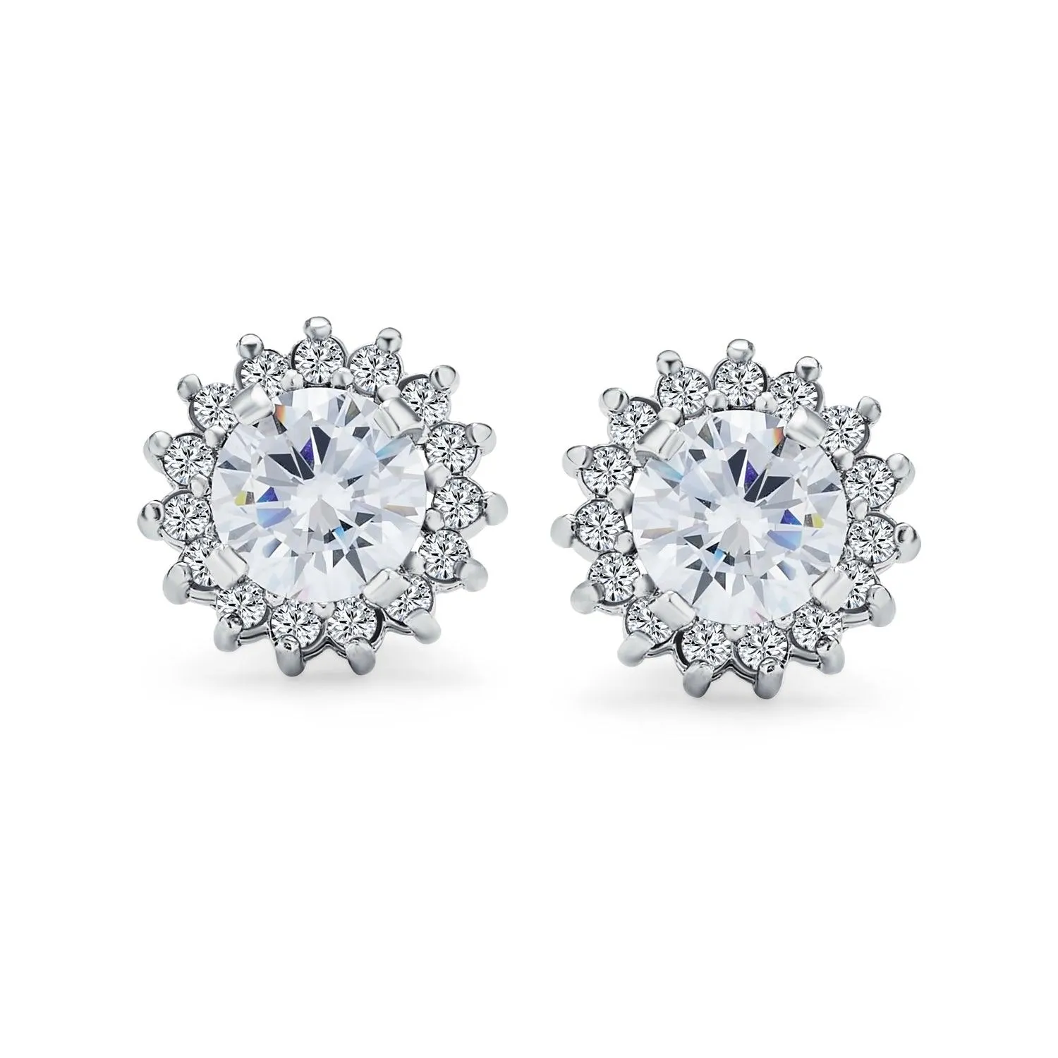 Cubic Zirconia CZ Round Halo Earrings Jackets For Studs Jacket Only