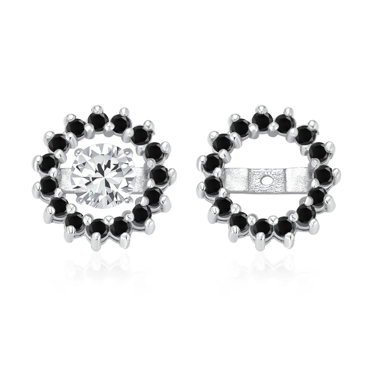 Cubic Zirconia CZ Round Halo Earrings Jackets For Studs Jacket Only