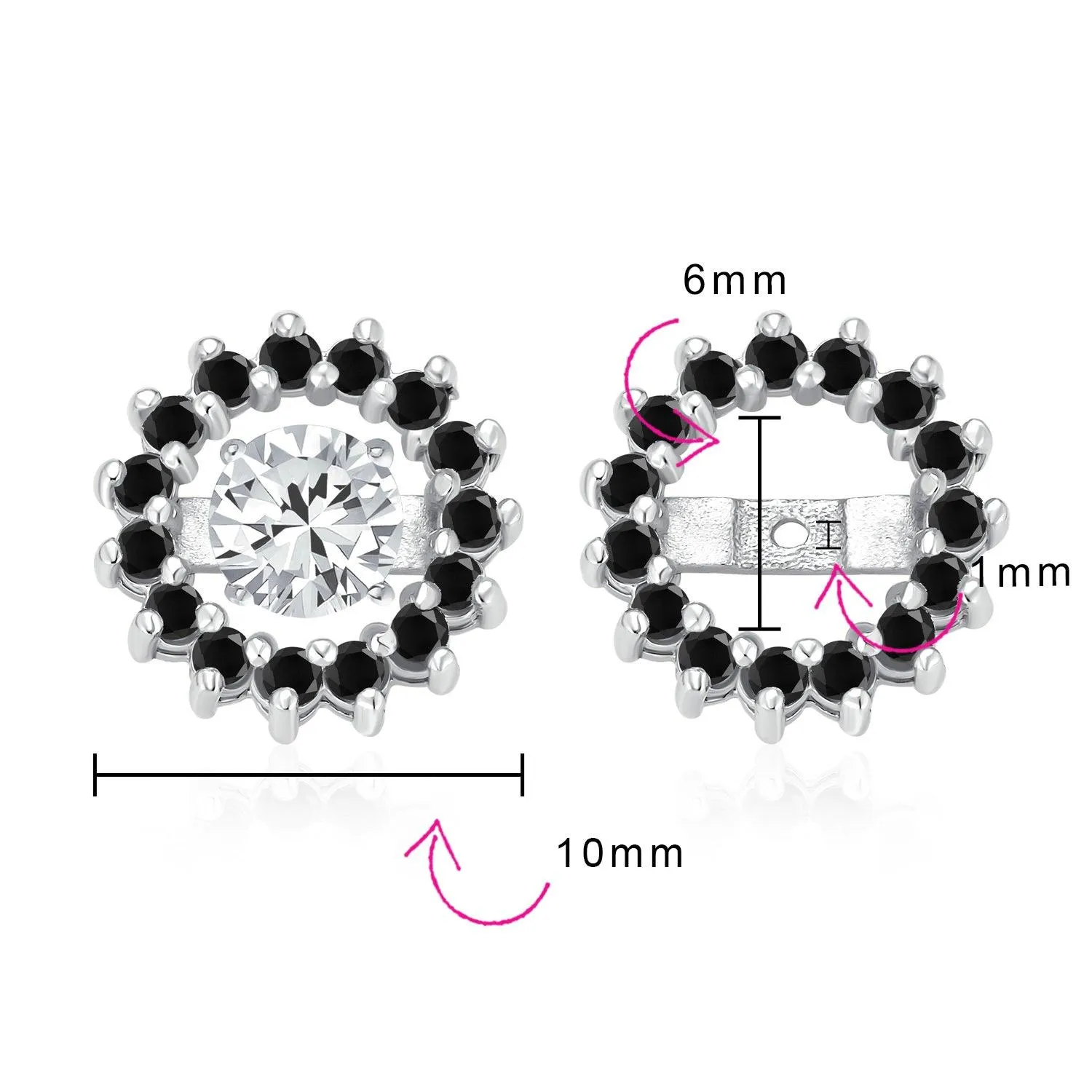 Cubic Zirconia CZ Round Halo Earrings Jackets For Studs Jacket Only