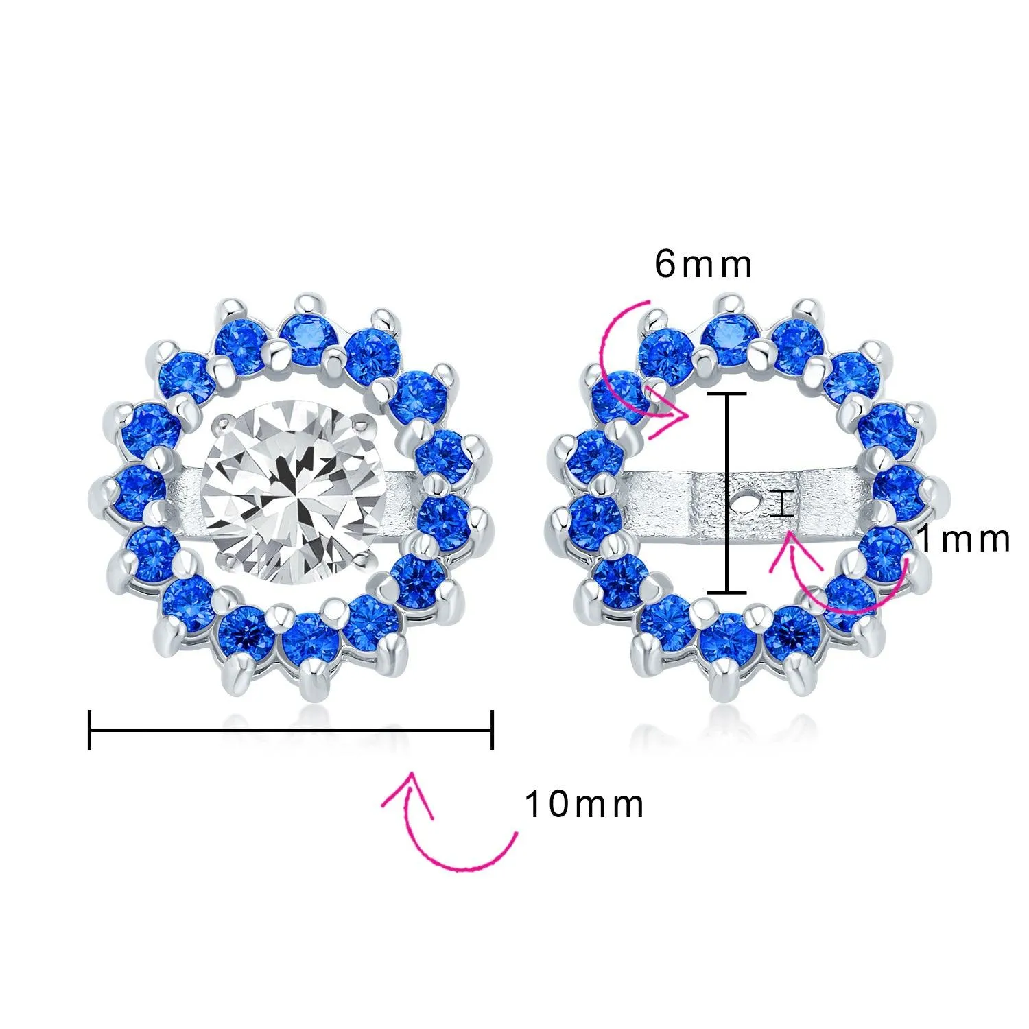 Cubic Zirconia CZ Round Halo Earrings Jackets For Studs Jacket Only