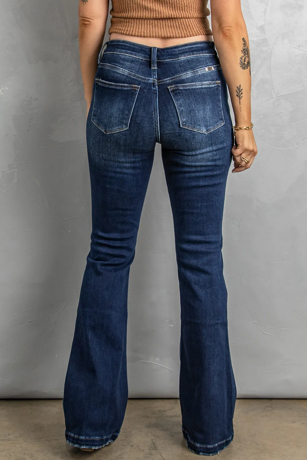 Distressed Flare Bottom Jeans