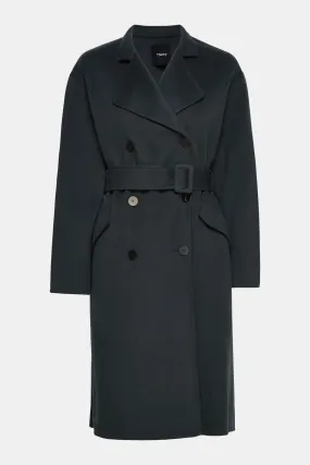 Double Belted Trench Coat in Lead