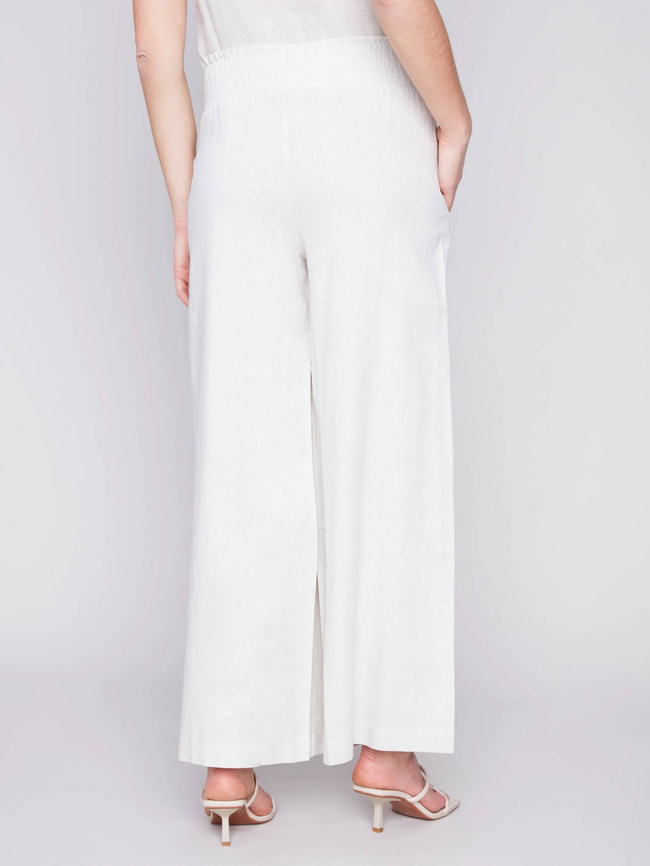 Elastic Waist Linen-Blend Pull-On Pants - Natural