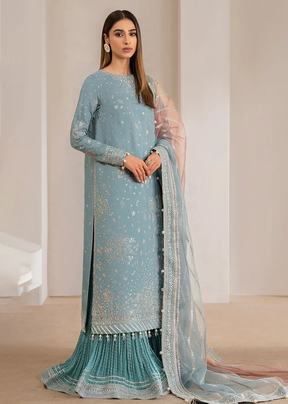 Embroidered Raw Silk Wedding Formals '24 by Jazmin | UR-7013