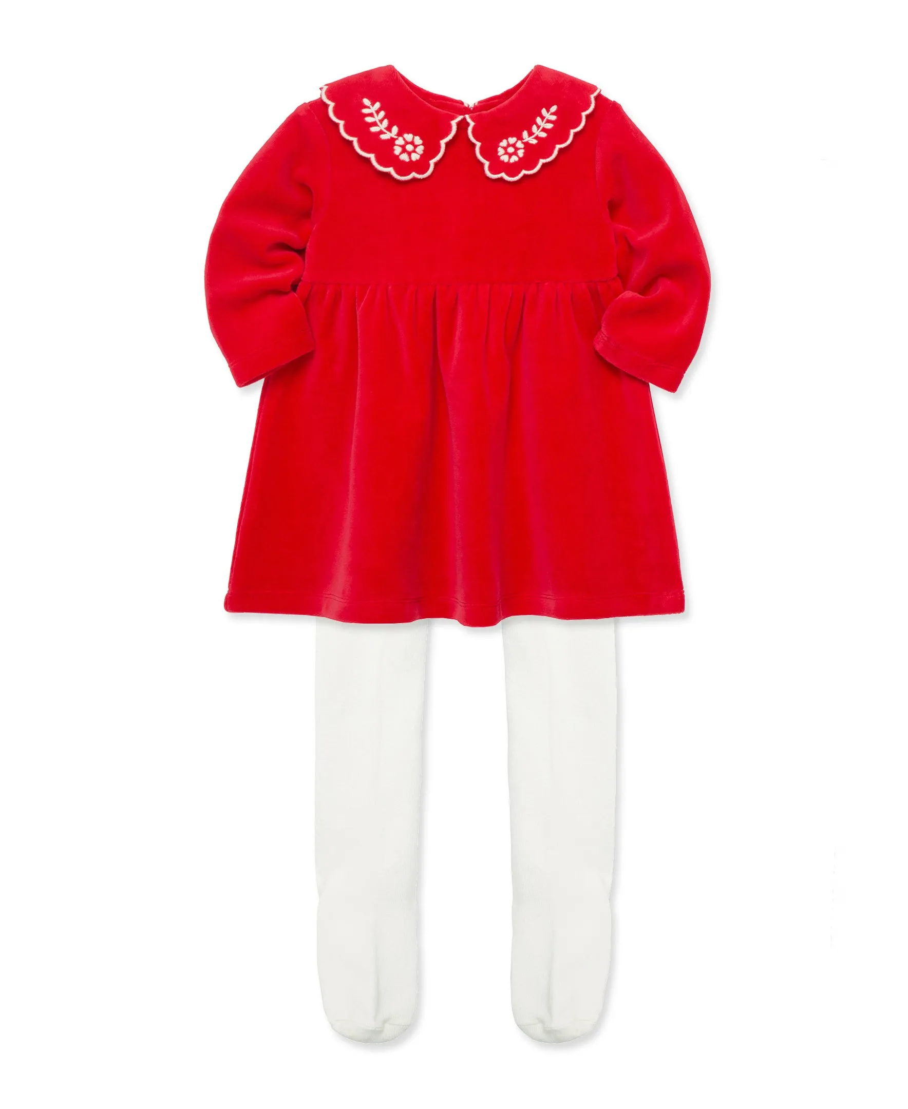 Embroidered Velour Dress Set (12M-24M)