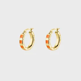 Essentielle Orange Block Hoop Earrings, Gold Colour