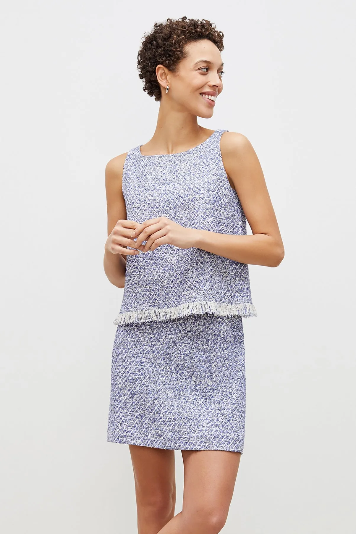 Flaka Top - Cotton Boucle :: Lapis / Ivory