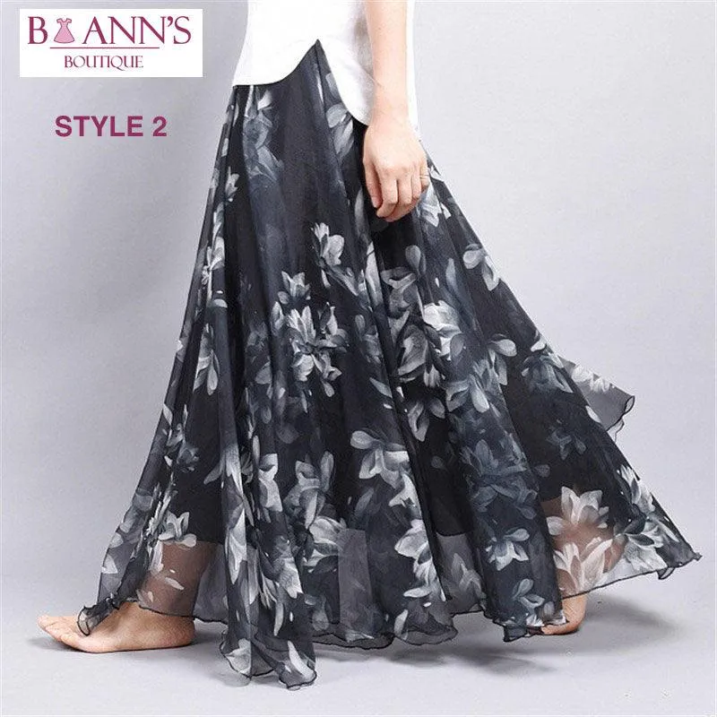 FLOOR LENGTH FLORAL CHIFFON SKIRT