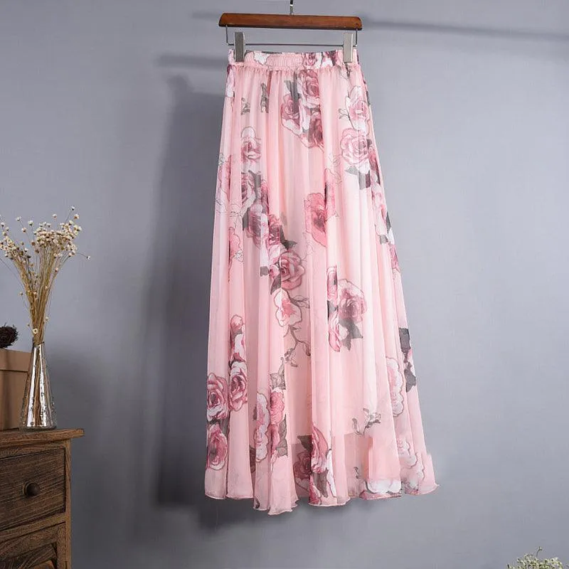 FLOOR LENGTH FLORAL CHIFFON SKIRT