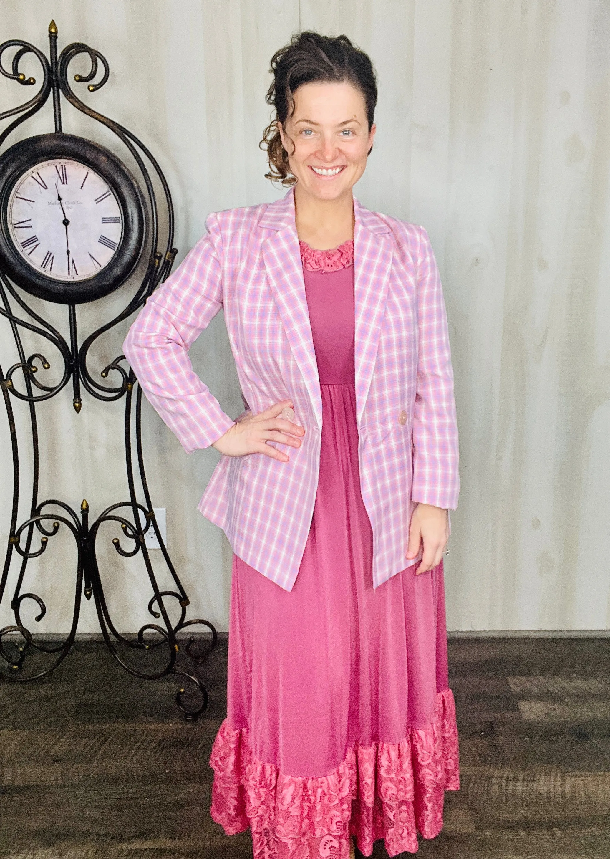 Gingham Pink Blazer