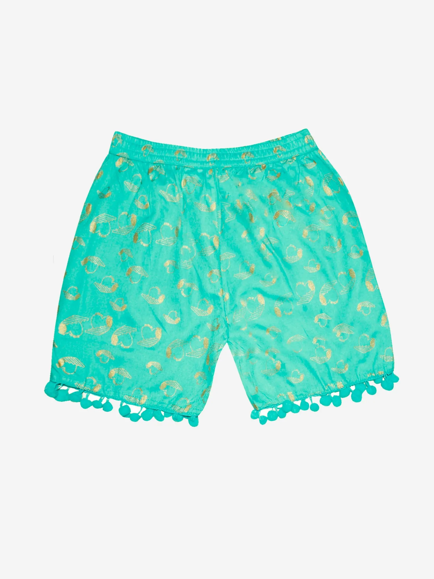 Girls Printed Rayon Shorts with Lace- Pack of 2