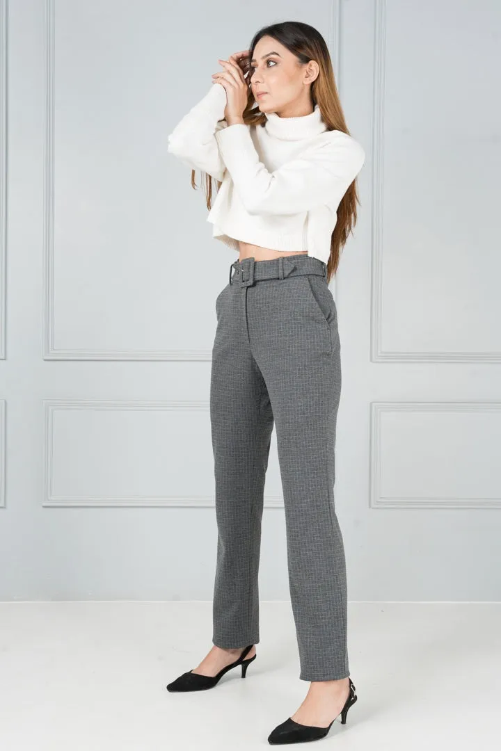 Grey Checks Power-Stretch Pants - Women