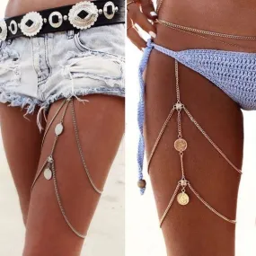 Gypsy Coin Leg Chain Silver Or Gold You Choose Boho Body Jewelry Festival Ornament Bohemian Leg Jewelry