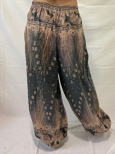 Handwoven Elephant Print Cotton Harem Pants