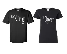 Her King His Queen Couple Matching T Shirts Man and Woman Style Shirts